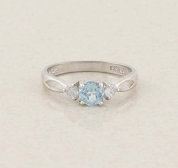 Unbranded Jewelry - Sterling Silver Natural Sky Blue Topaz and Cubic Zirconia Ring Size 8